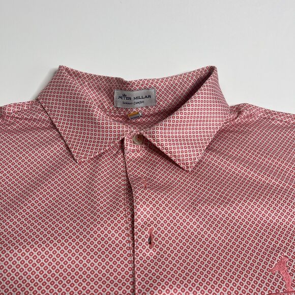 Peter Millar Summer Comfort Polo Men’s XL Pink Blue Geo Dot Performance Shirt - Picture 3 of 9